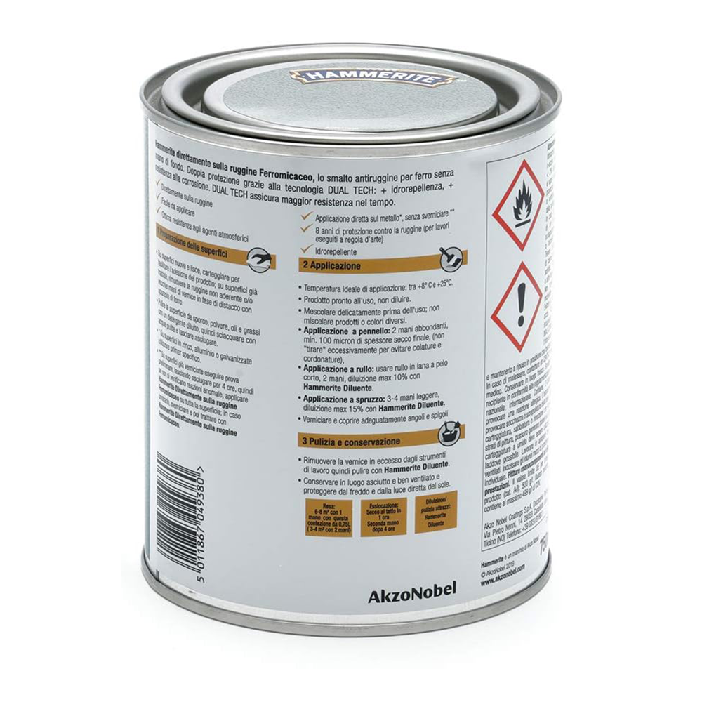 hammerite ferromicaceo grigio antico 1 Hammerite Ferromicaceo Grigio Antico ML 750 Smalto Antiruggine Hammerite Ferromicaceo Grigio Antico ML 750 Smalto Antiruggine - immagine 2