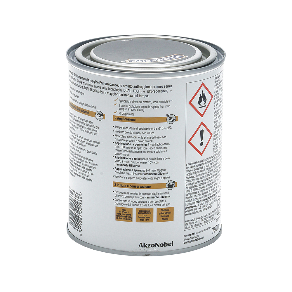 hammerite ferromicaceo grigio fumo 1 Hammerite Ferromicaceo Grigio Fumo ML 750 Smalto Antiruggine Hammerite Ferromicaceo Grigio Fumo ML 750 Smalto Antiruggine - immagine 2