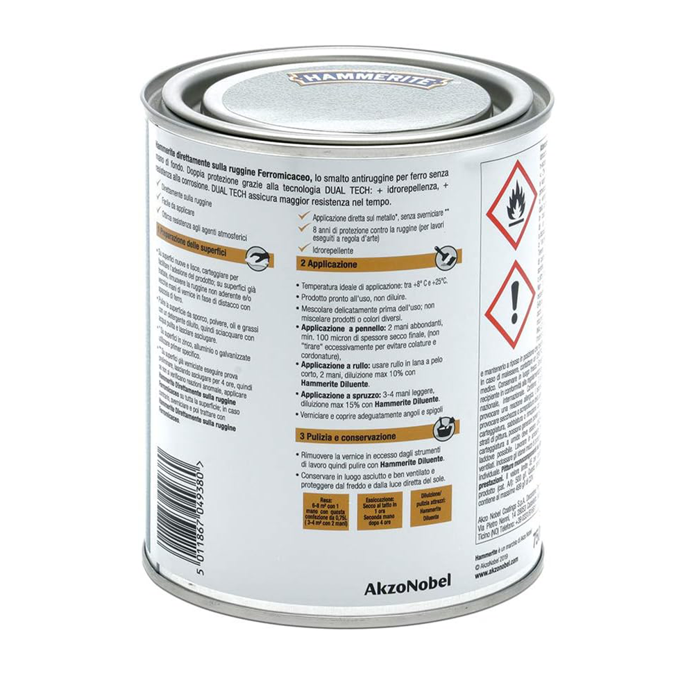 hammerite ferromicaceo grigio grafite 1 Hammerite Ferromicaceo Grigio Grafite ML 750 Smalto Antiruggine Hammerite Ferromicaceo Grigio Grafite ML 750 Smalto Antiruggine - immagine 2