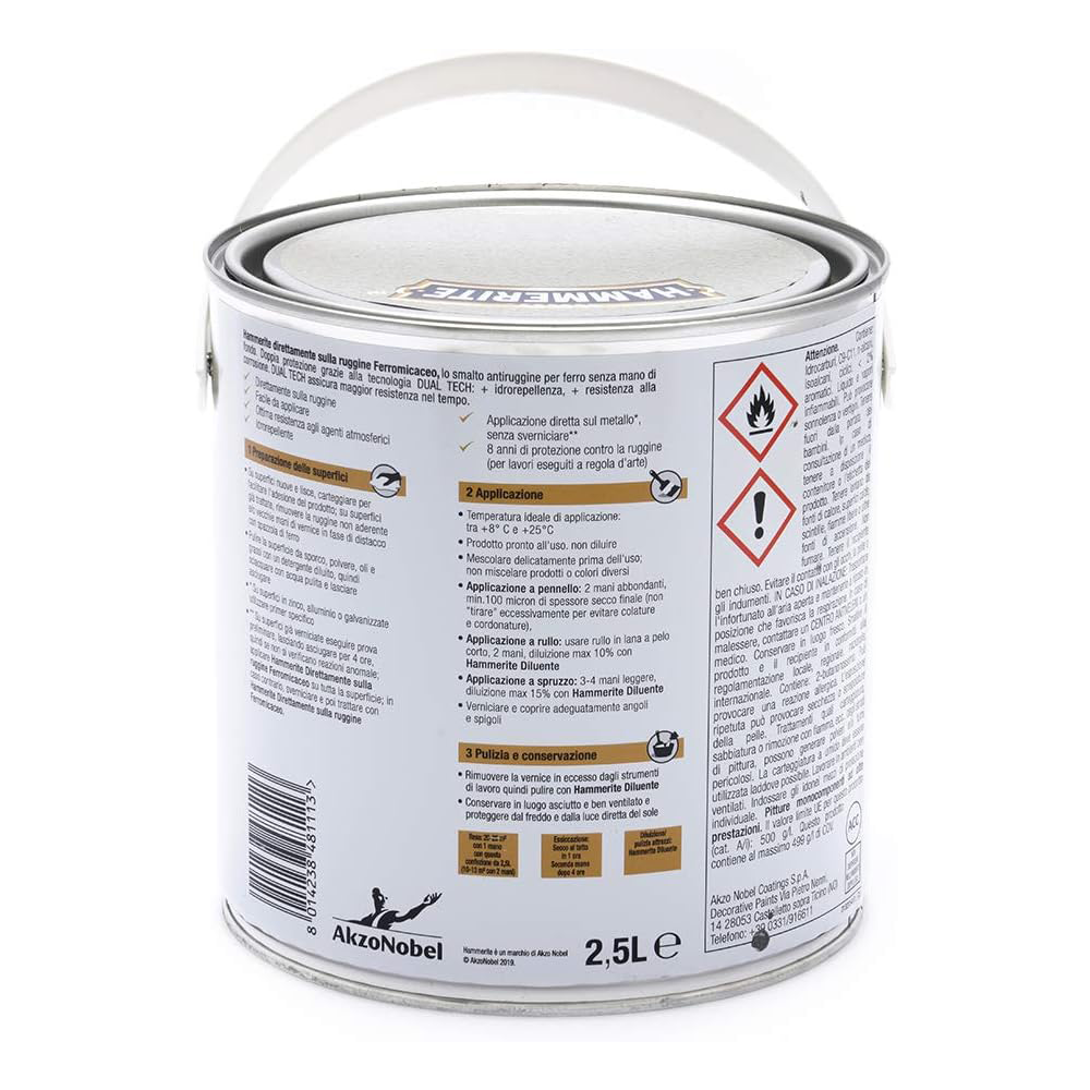 hammerite ferromicaceo grigio piombo 1 1 Hammerite Ferromicaceo Grigio Piombo LT 2.5 Smalto Antiruggine Hammerite Ferromicaceo Grigio Piombo LT 2.5 Smalto Antiruggine - immagine 2