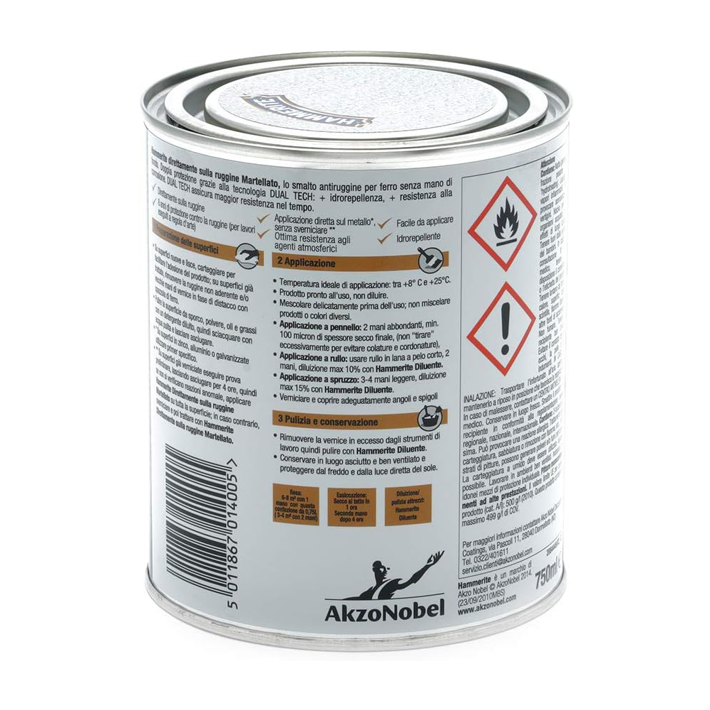 hammerite martellato grigio argento 1 Hammerite Martellato Grigio Argento ML 750 Smalto Antiruggine Hammerite Martellato Grigio Argento ML 750 Smalto Antiruggine - immagine 2