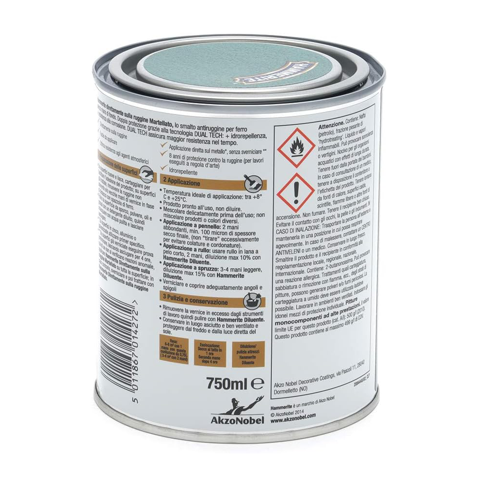 hammerite martellato verde scuro 1 Hammerite Martellato Verde Scuro ML 750 Smalto Antiruggine Hammerite Martellato Verde Scuro ML 750 Smalto Antiruggine - immagine 2