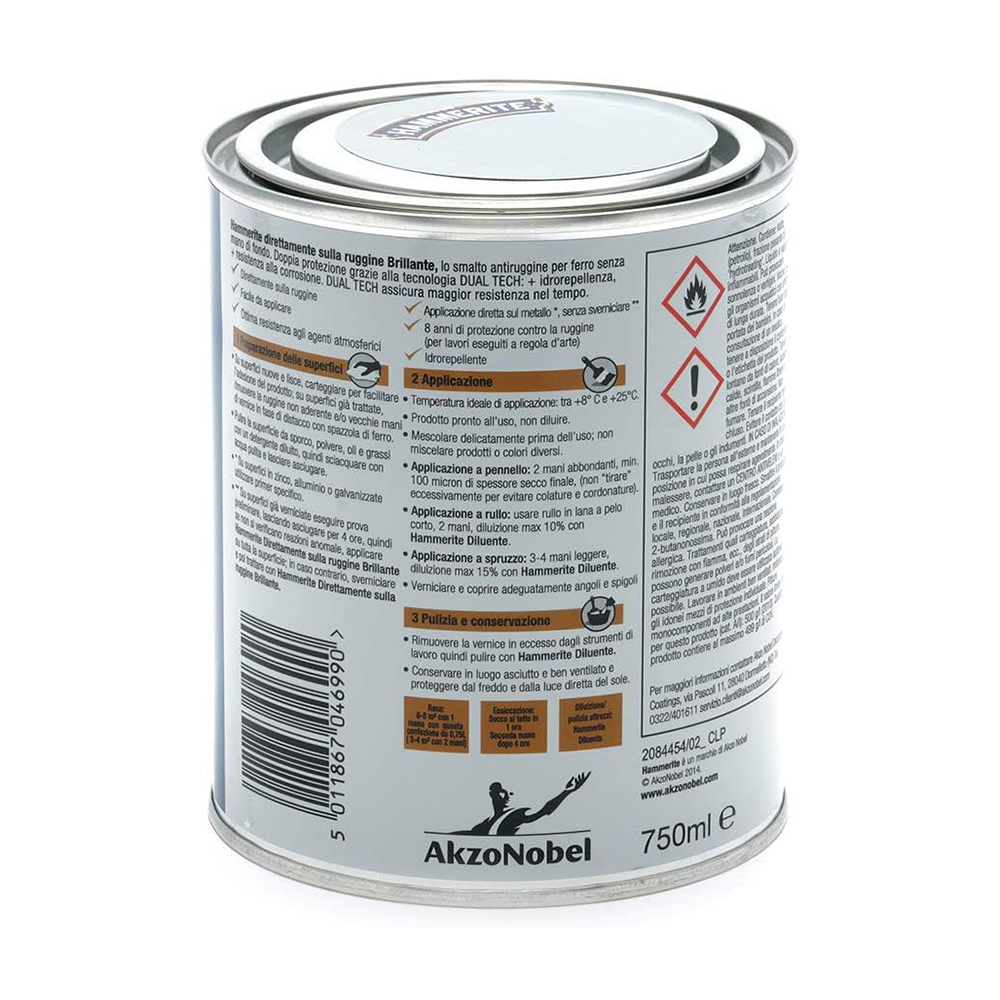 hammerite brillante grigio 1 Hammerite Brillante Grigio ML 750 Smalto Antiruggine Hammerite Brillante Grigio ML 750 Smalto Antiruggine - immagine 2