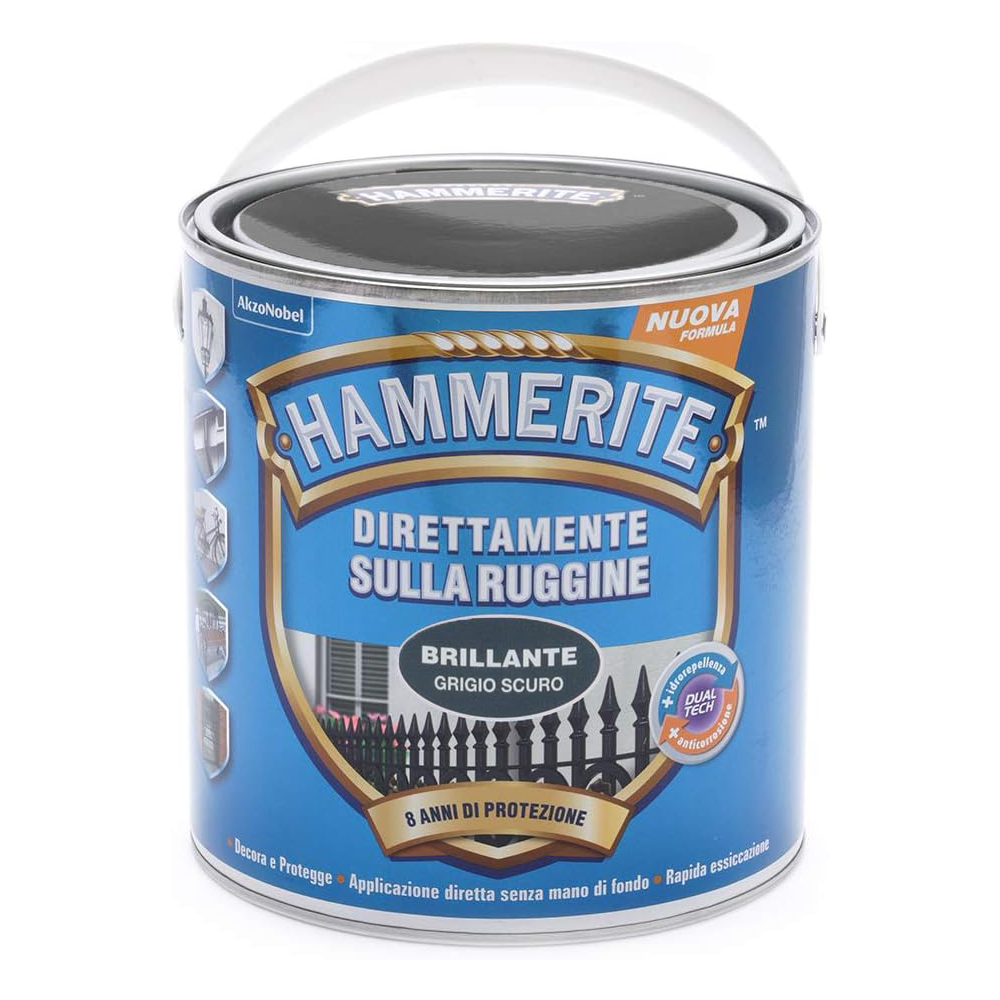 hammerite brillante grigio scuro 2.5 Hammerite Brillante Grigio Scuro LT 2.5 Smalto Antiruggine Hammerite Brillante Grigio Scuro LT 2.5 Smalto Antiruggine
