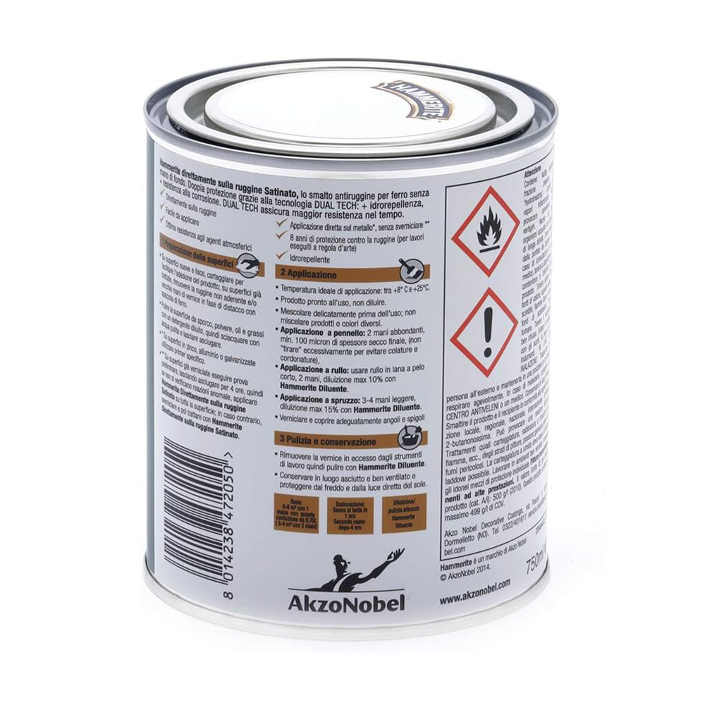 hammerite satinato bianco 1 Hammerite Satinato Bianco ML 750 Smalto Antiruggine Hammerite Satinato Bianco ML 750 Smalto Antiruggine - immagine 2
