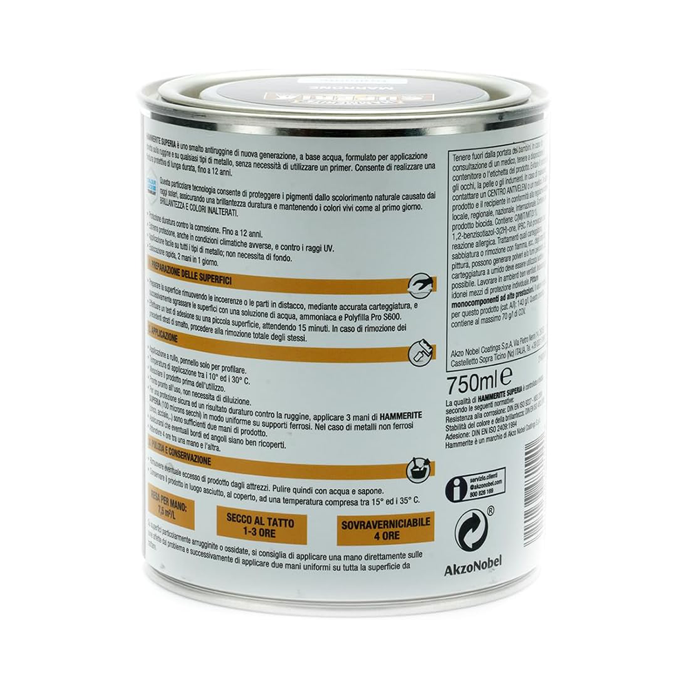hammerite superia brillante marrone 1 Hammerite Superia Brillante Marrone RAL 8017 ML 750 Smalto Antiruggine Hammerite Superia Brillante Marrone RAL 8017 ML 750 Smalto Antiruggine - immagine 2