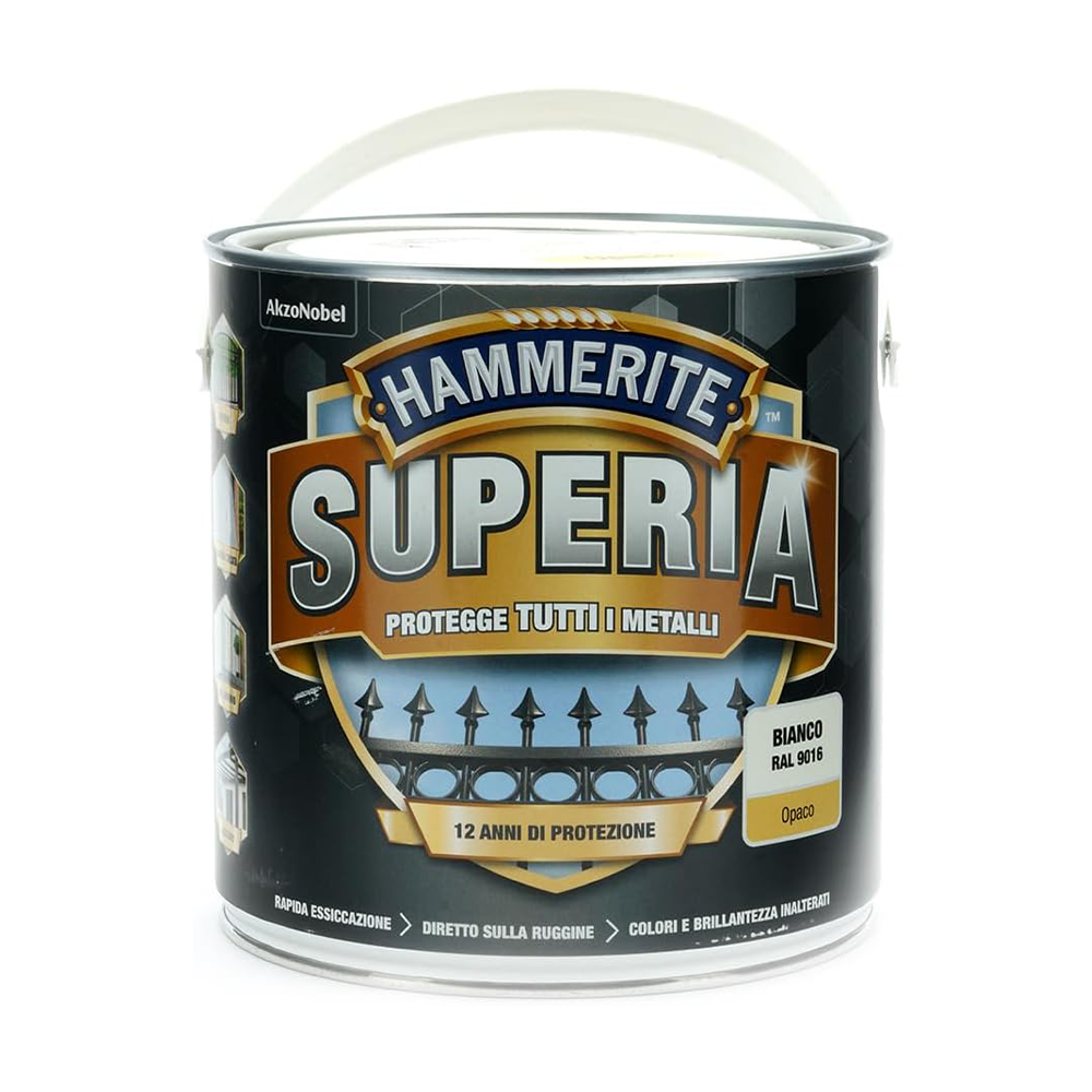 hammerite superia opaco bianco lt 2.5 Hammerite Superia Opaco Bianco RAL 9016 LT 2.5 Smalto Antiruggine Hammerite Superia Opaco Bianco RAL 9016 LT 2.5 Smalto Antiruggine