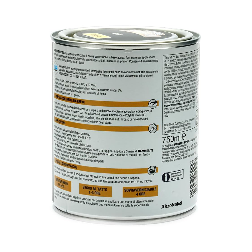 hammerite superia opaco nero 1 Hammerite Superia Opaco Nero RAL 9005 ML 750 Smalto Antiruggine Hammerite Superia Opaco Nero RAL 9005 ML 750 Smalto Antiruggine - immagine 2